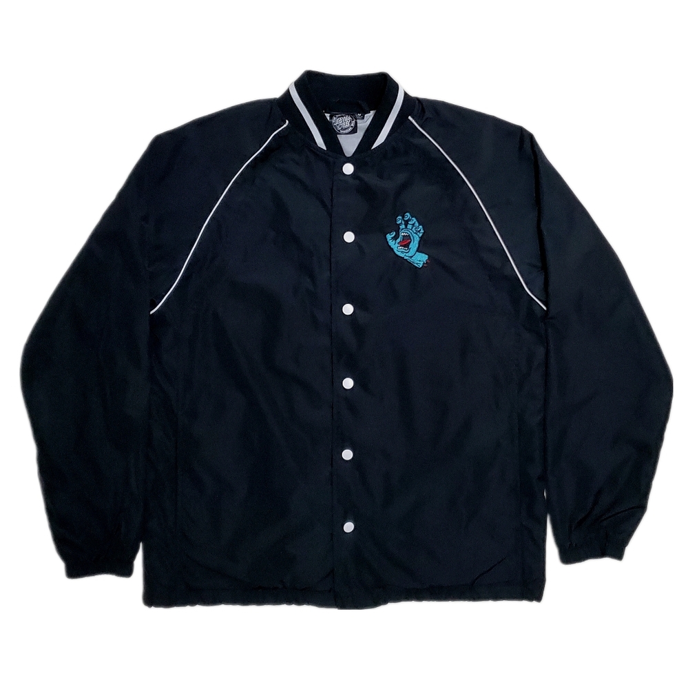 Black Bomber Jacket with Contrast Trim and Logo